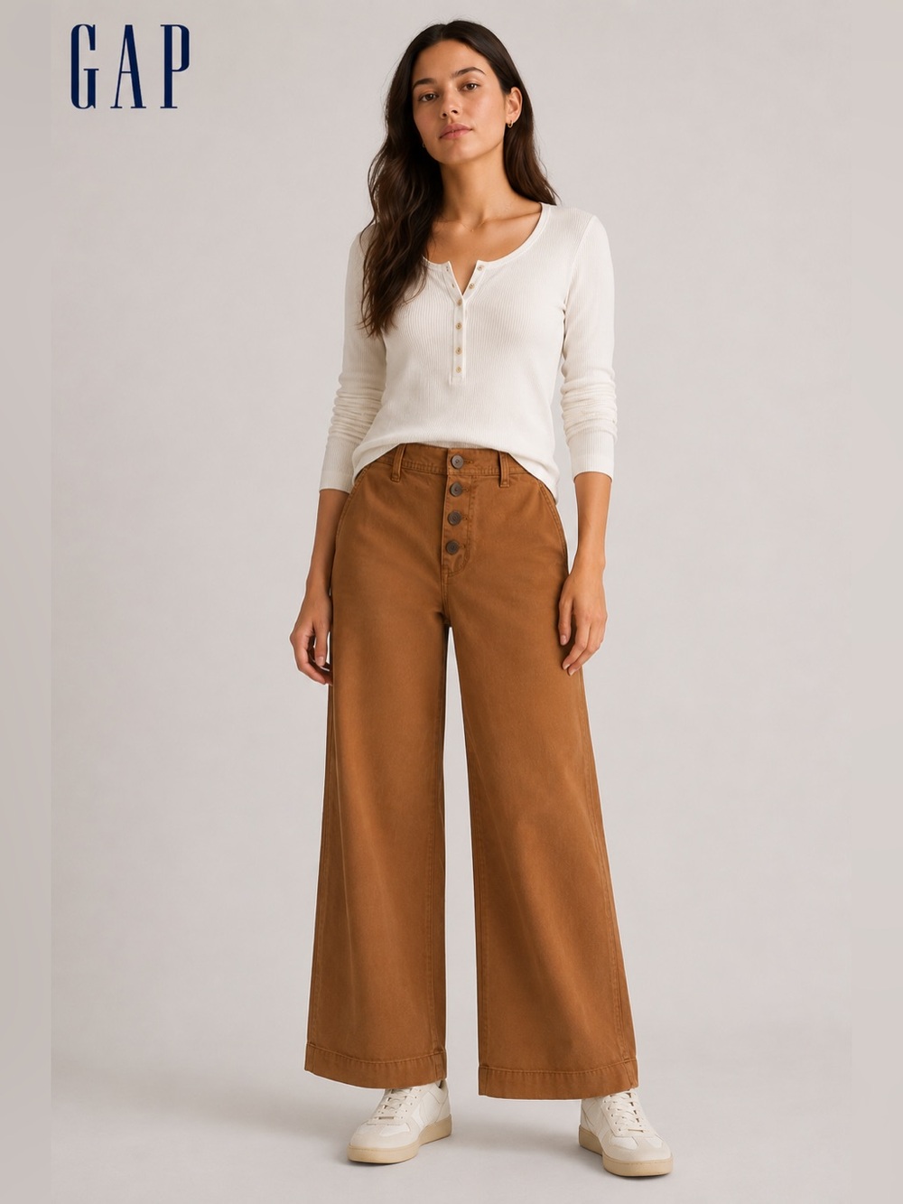 GAP High Rise Wide-Leg Pants – Brown/Camel